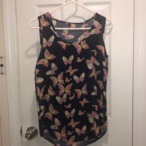 Navy butterfly sleeveless blouse